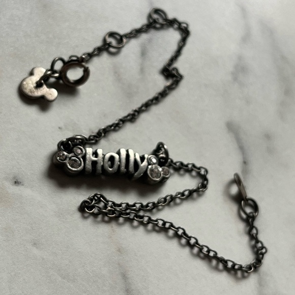 Vintage Disney park Mickey Mouse ankle Bracelet Holly Disney store name plate - Picture 2 of 12